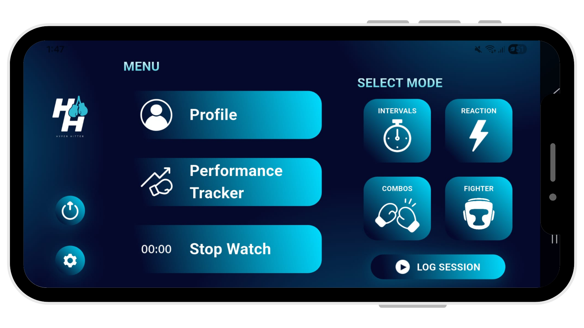 Hyper Hitter app menu screen